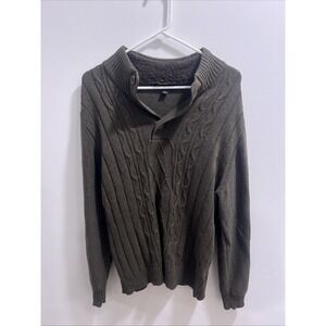 TRICOTS ST. RAPHAEL Sweater Men Sz L Brown Cable Knit Sherpa Collar Cozy Henley